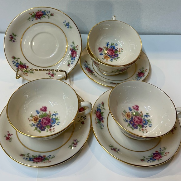 Lenox "Lenox Rose" J-300 Porcelain China Tea Cups and Saucers (4) - Picture 2 of 2